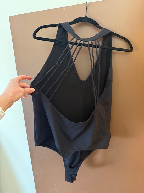Free People Tops - Free People Black Strappy Back Thong Body Suit